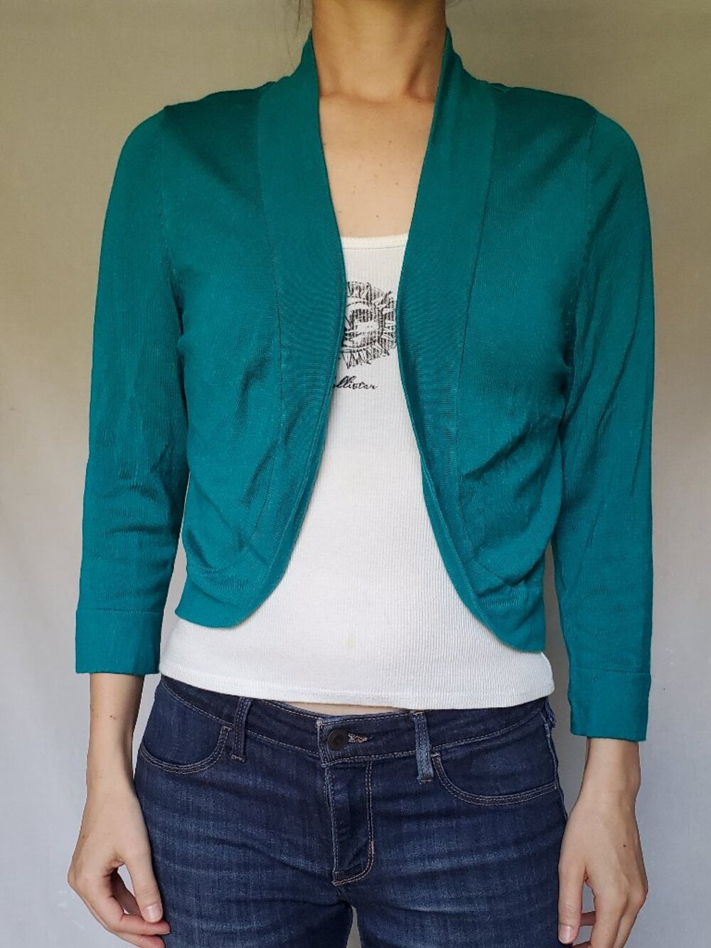 Jessica Howard Cropped Aqua/Teal Sweater